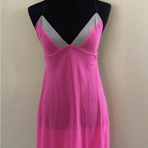 Victoria Secret Pink & Grey Lace Slip babydoll nightgown Lingerie